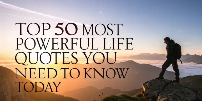 Silhouette of a person standing on a mountain during sunrise with motivational atmosphere – featured image for blog post about life quotes.